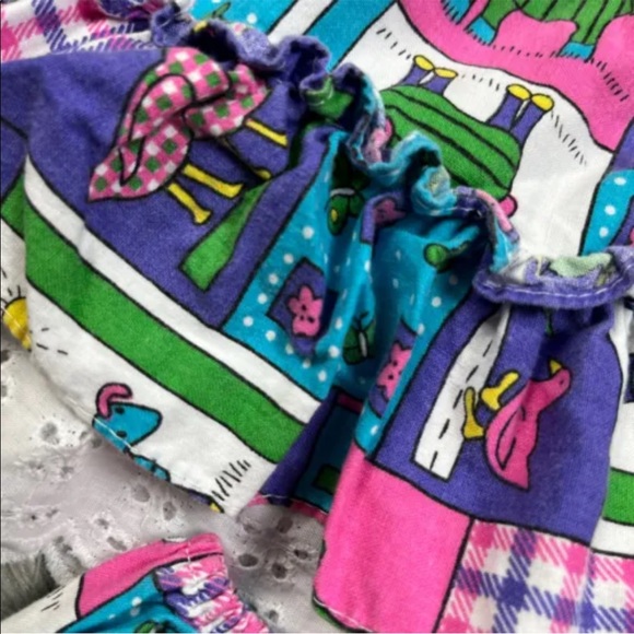 Vintage Martha’s Miniatures Baby Girls Pink Purple Animal Ruffle Dress - Picture 3 of 12